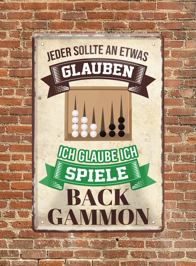Back Gammon Spielen - Vintage Blechschild