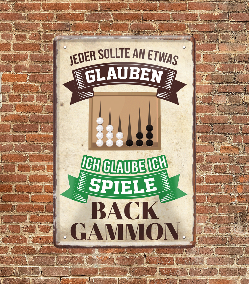 Back Gammon Spielen - Vintage Blechschild